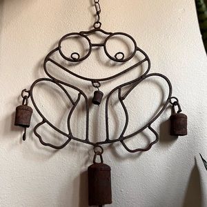 Vintage Rusty Iron Frog Wind Chime